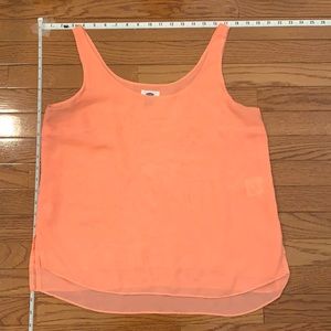 Polyester, sheer coral/salmon free form fitting tank top